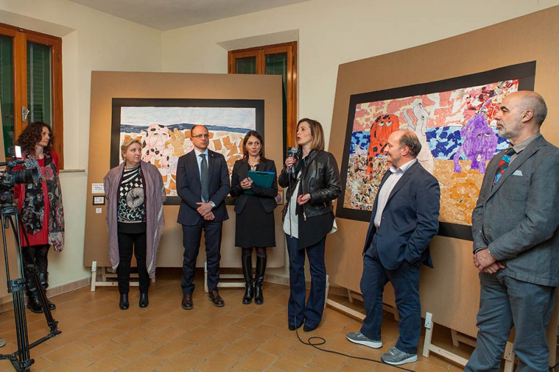 Da sinistra - Ivana Zaffora, Lia Nasello, Simone Giugni, Paola Nacci, Giulia Deidda, Francesco Lapi e Alberto Silva
